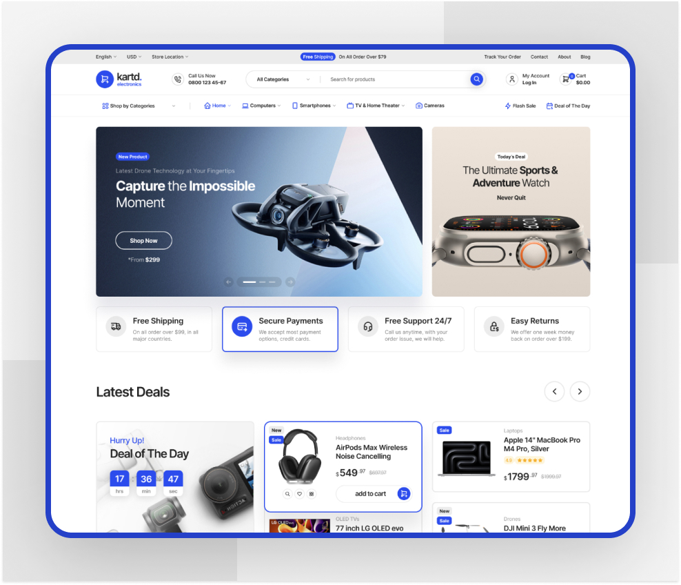 Demo 01 | Kartd - Electronics WooCommerce theme