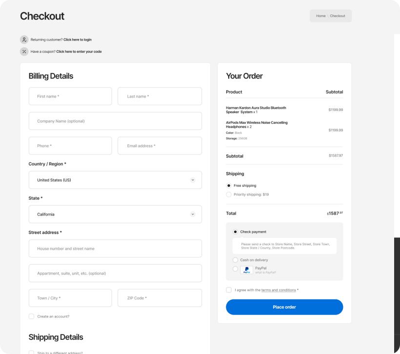 Checkout - layouts & pages | Kartd - Electronics Elementor & WooCommerce